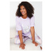 Trendyol Curve Lilac Printed Checked Knitted Pajama Set