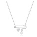 Strieborný 925 náhrdelník - zicherka s príveskami v tvare srdca a vzor Infinity, číre zirkóny