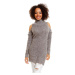 Dámsky huňatý sveter s odhalenými ramenami v sivej farbe