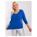 Plus size cobalt blue blouse with decorative closure