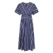 Šaty Woolrich Striped Poplin Long Dress Modrá