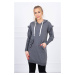 Dress with decorative ruffles and hood made of graphite