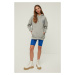 Trendyol Gray Back Print Detailed Raised Boyfriend Knitted Sweatshirt