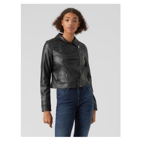 Women's black faux leather jacket VERO MODA Bella - Women