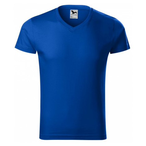 MALFINI Pánske tričko Slim Fit V-neck - Kráľovská modrá