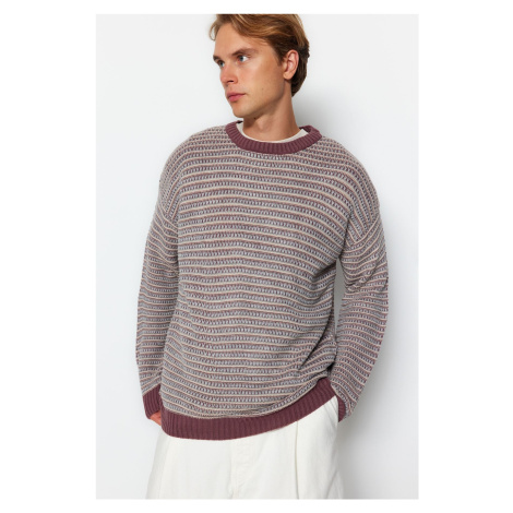 Trendyol Dusty Rose Regular Crew Neck Jacquard Sweater