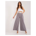 Grey fabric palazzo trousers with belt