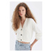 DEFACTO Oversize Wide Pattern V Neck Basic Plain Buttoned Knitwear Cardigan