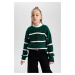 DEFACTO Girl's Crew Neck Striped Knitwear Sweater