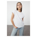 Trendyol White 100% Cotton Oversize/Wide Fit Knitted T-Shirt with Piping Detail