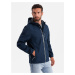 Ombre Men's SOFTSHELL jacket with fleece center - navy blue