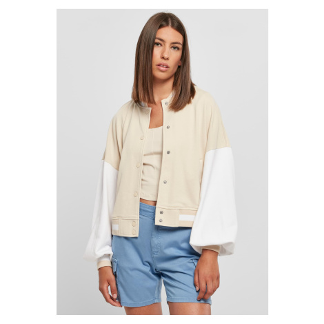 Women's Oversized Two-Tone College Terry Jacket Softseagrass/White