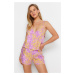 Trendyol Floral Back Window/Cut Out Detailed Viscose Singlets-Shorts, Woven Pajamas Set