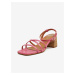 Ružové dámske sandále na podpätku OJJU