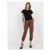 Women's Basic Sweatpants with Elastic Waistband - Brown