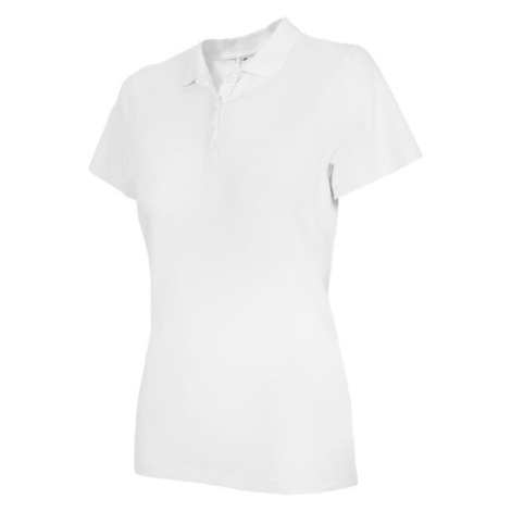 4F WOMEN'S T-SHIRT Dámske tričko s golierom, biela, veľkosť