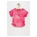 Detské bavlnené tričko United Colors of Benetton ružová farba,