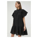 Bavlnené šaty 2NDDAY čierna farba, mini, áčkový strih