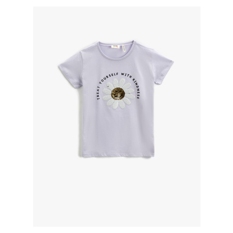 Koton Round Neck Embroidered Short Sleeve T-Shirt