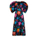 ŠATY GANT FLORAL PRINT VOLUME SLEEVE DRESS EBONY BLACK