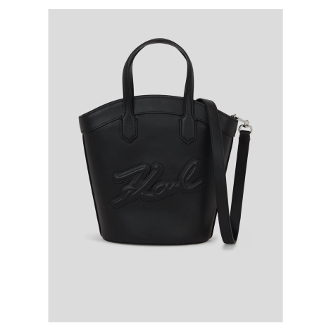 Black women's leather handbag KARL LAGERFELD Signature Tulip - Women