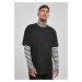 Oversized Double Layer Striped LS Tee Black