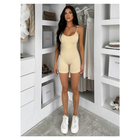 Béžový krátky tvarujúci overal KRASHA na ramienka