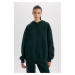 DEFACTO Relax Fit Hooded Thick Basic Plain Sweatshirt