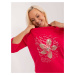 Red women's blouse with print and slits