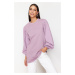 Trendyol Purple Sleeve Poplin Knitted Sweatshirt