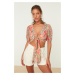 Trendyol Paisley Patterned Viscose Beach Blouse with Crop Tie Detail