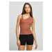 Women's rib knit asymmetrical terracotta top