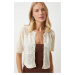 Happiness İstanbul Women's Cream Openwork Seasonal Knitwear Cardigan