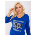 Cobalt blue plus size blouse with rhinestones