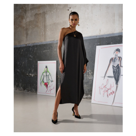 Šaty Karl Lagerfeld One Shoulder Ceremony Dress Čierna