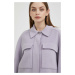 Vlnená bunda Calvin Klein fialová farba, prechodná
