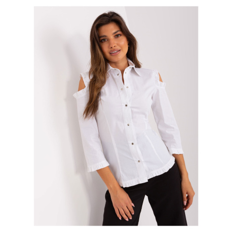 Ecru women's classic shirt with collar