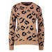 Hnedý leopardí pletený sveter