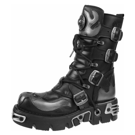 topánky kožené NEW ROCK Vampire Boots (107-S2) Black-Grey Čierna sivá