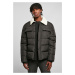 Sherpa Collar Padded Shirt Jacket Black