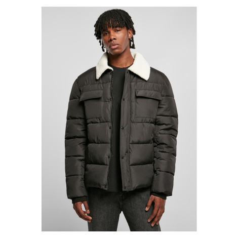 Sherpa Collar Padded Shirt Jacket Black Urban Classics