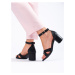 Pekné čierne dámske sandále na širokom podpätku