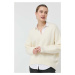 Vlnený sveter BOSS dámsky, biela farba, teplý,