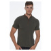 T8571 DEWBERRY ZIPPER MEN'S T-SHIRT-KHAKI