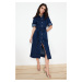 Trendyol Blue Belt Denim Maxi Dress