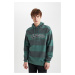 DEFACTO Regular Fit Hooded Striped Printed Sweatshirt