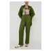 Nohavice Herskind dámske, zelená farba, rovné, vysoký pás