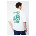 Trendyol White Oversize/Wide Cut Crew Neck Floral Printed 100% Cotton T-Shirt