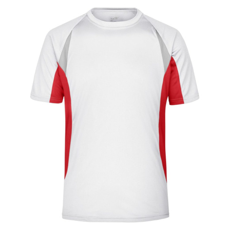 James & Nicholson Pánske funkčné tričko s krátkym rukávom JN391 - Biela / červená