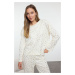 Trendyol Ecru Foil Star Printed Knitted Pajama Set